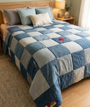 Manta acolchada patchwork denim